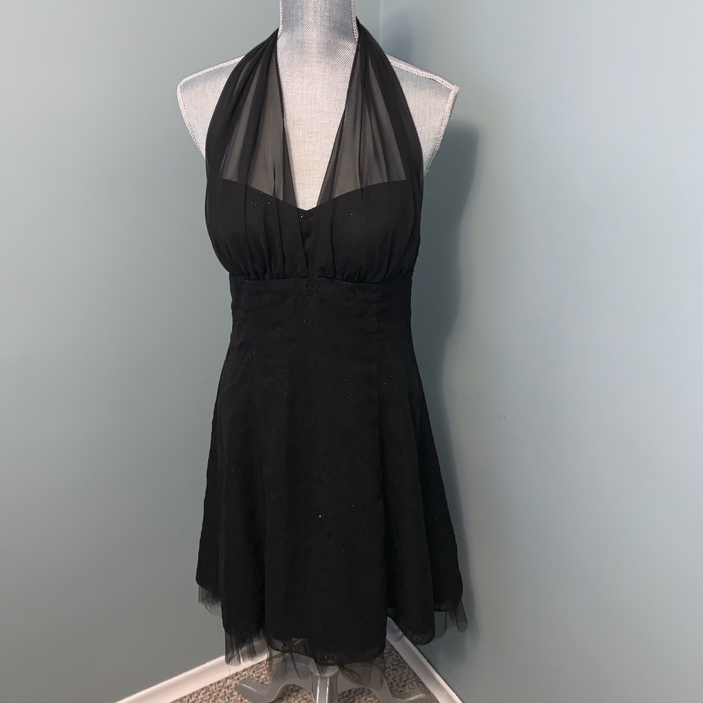 Betsy & Adam black halter cocktail dress size 12